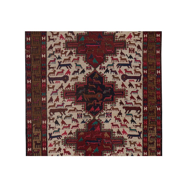 1960s Animal Pattern Soumac Kilim Rug 3'5'' X 4'7'' For Sale - Image 5 of 12