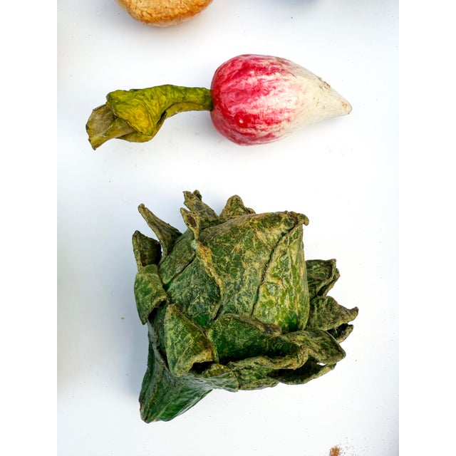 Green Vintage Handmade Papier-Mâché Vegetables - Set of 10 For Sale - Image 8 of 8