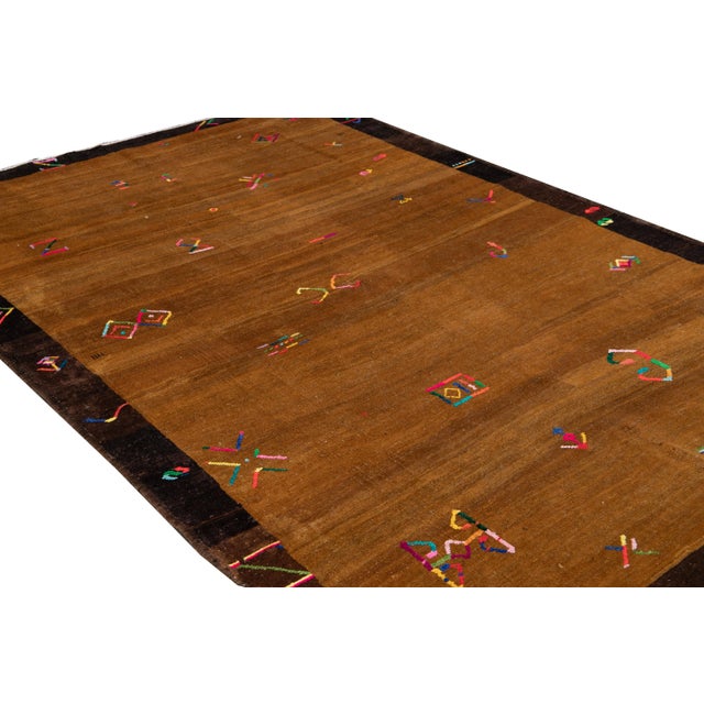 Vintage Turkish Handmade Expressionist Wool Rug For Sale In New York - Image 6 of 8