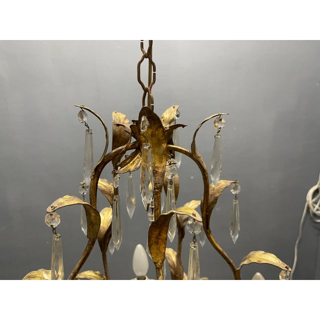 1950s Italian Florentine Tole Chandelier, Italy, 1950s For Sale - Image 5 of 12
