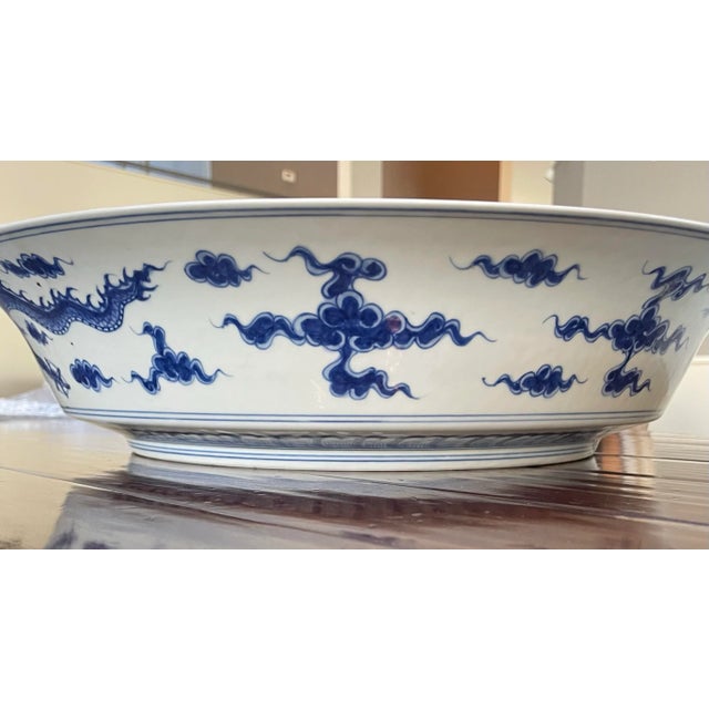 Antique Chinese Blue and White Porcelain Bowl Depicting Harmony & Good Fortune For Sale - Image 9 of 9