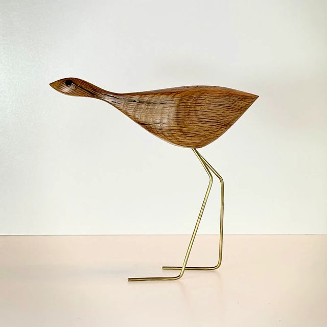 Brown Mid Century Modern Style Sneaking Beak Bird Heron Figurine For Sale - Image 8 of 8