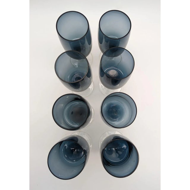 Vintage Gorham Reizart "Accent" Smoke Blue Wine Glasses, Set of 8 For Sale - Image 9 of 11