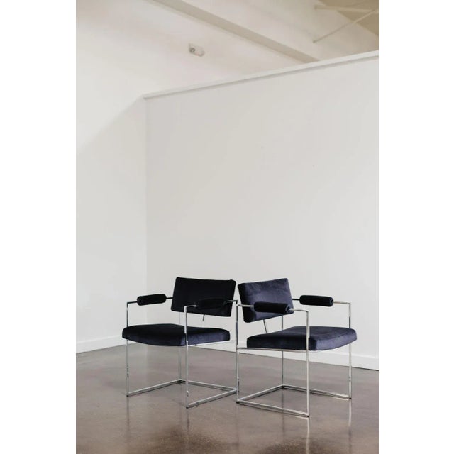 A pair of midcentury modern 1188 '"Thin Line' armchairs by Milo Baughman for Thayer Coggin. Designed in 1970’s, these...