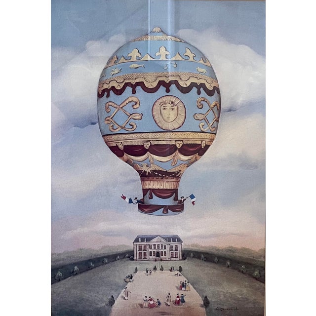 English 1990s Rare Antique Balloon Prints by Alexandra Churchill - Pair, Framed For Sale - Image 3 of 10