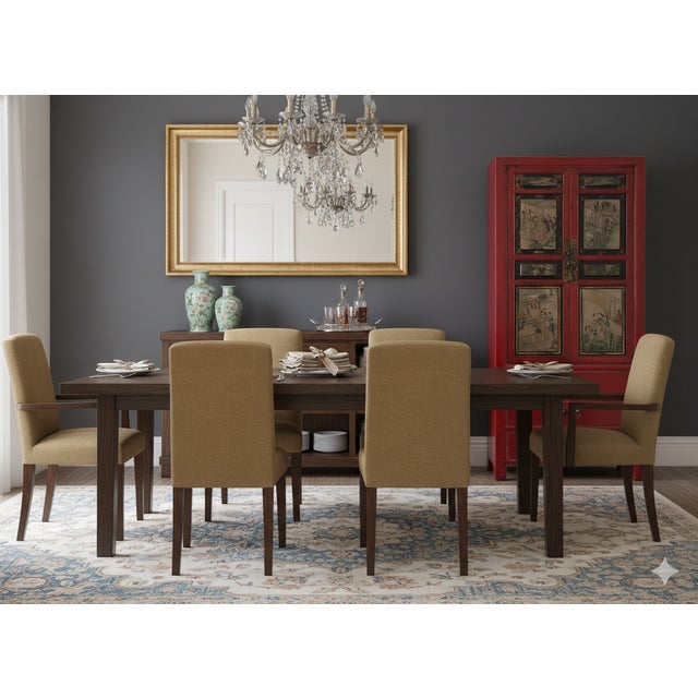 Vintage Oriental Red Beige People Scenery Graphic Storage Cabinet For Sale - Image 14 of 14