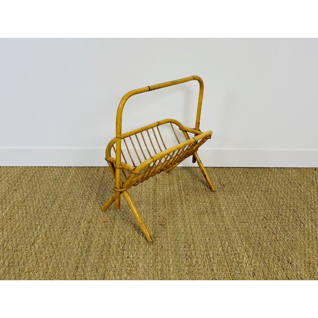 Vintage Rattan Magazine Rack, 1960s For Sale - Image 4 of 11