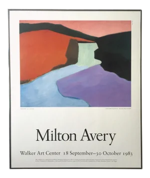 Milton Avery Vintage 1983 Lithograph Print Framed Exhibition Poster " Red Rock Falls " 1947