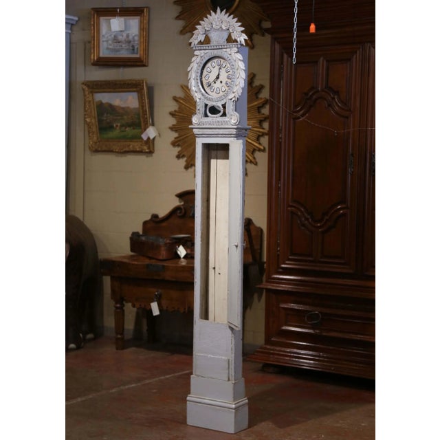 Early 19th Century French Normandy Painted Longcase Grandfather Clock For Sale - Image 11 of 13