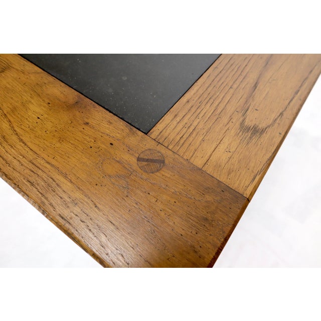 Arts & Crafts Oak Tapered Legs Square Side End Tables with Slate Tops - a Pair For Sale - Image 6 of 11