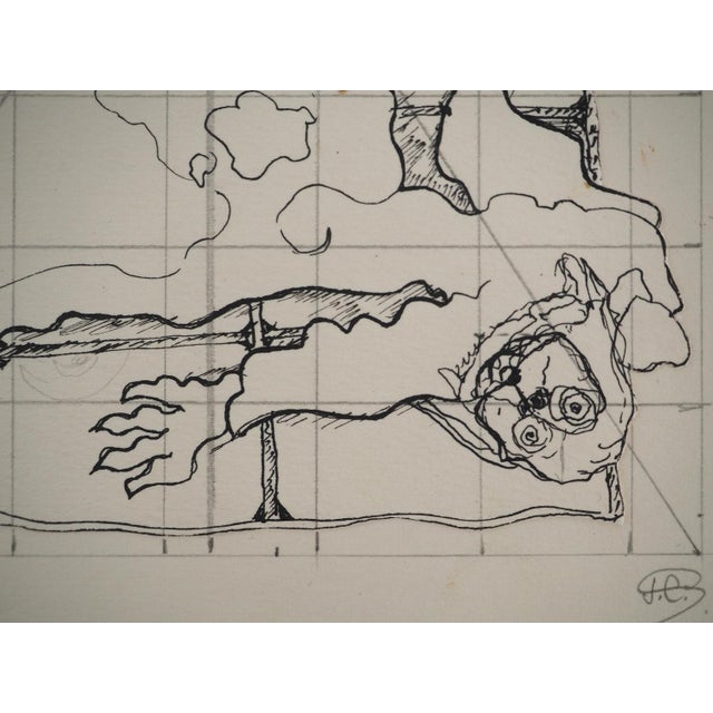 Jean-Claude Silbermann, Sneaky Signs: The Young Woman and the Monster, Original Ink Drawing For Sale - Image 5 of 7