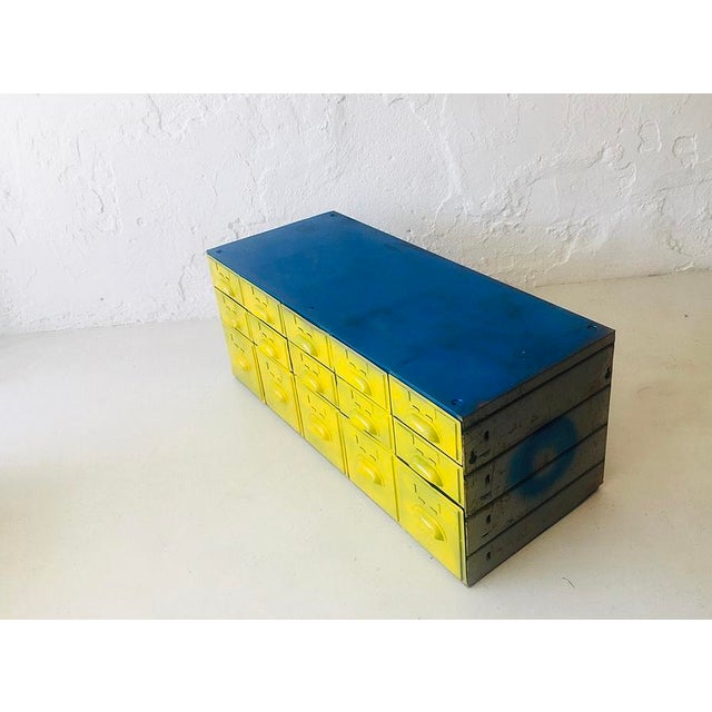 Yellow Industrial Metal Sideboard with Drawers, 1950s For Sale - Image 8 of 11