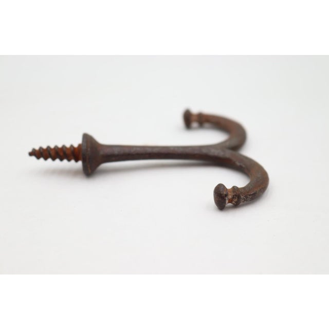 Traditional Vintage Double Arm Cast Iron Ceiling Screw Mount Hook For Sale - Image 3 of 4