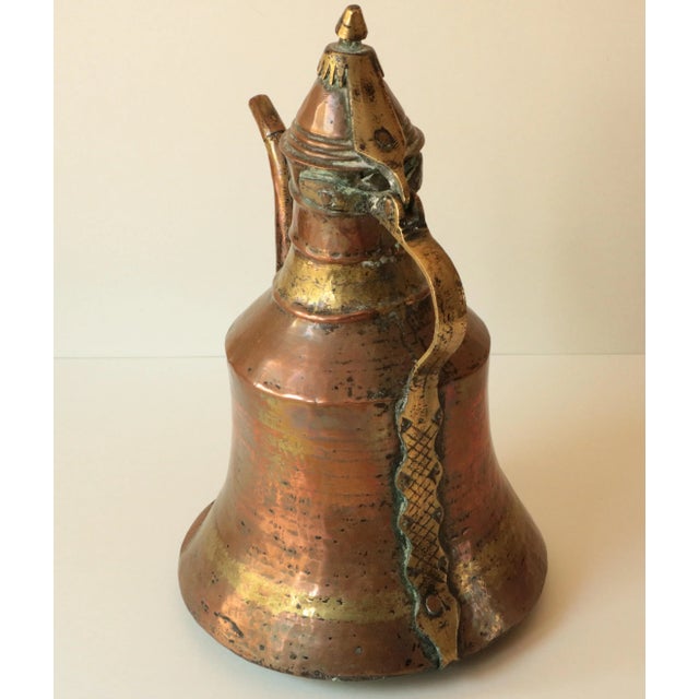 Tribal Antique Turkish Copper & Brass Kettle For Sale - Image 3 of 7