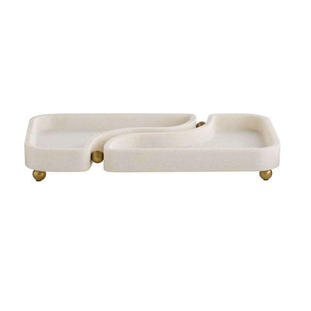 Shabby Chic Arteriors Home Lily Ivory RiverstoneTray For Sale - Image 3 of 10