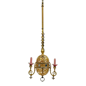 Turkish Style Gilt Metal and Steel Gas Light Chandelier