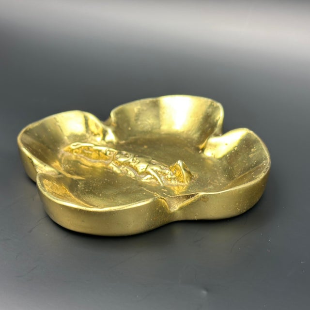 Mid-Century Virginia Metalcrafters Heavy Brass Fox Dish Paperweight or Ashtray Ships quickly via USPS!