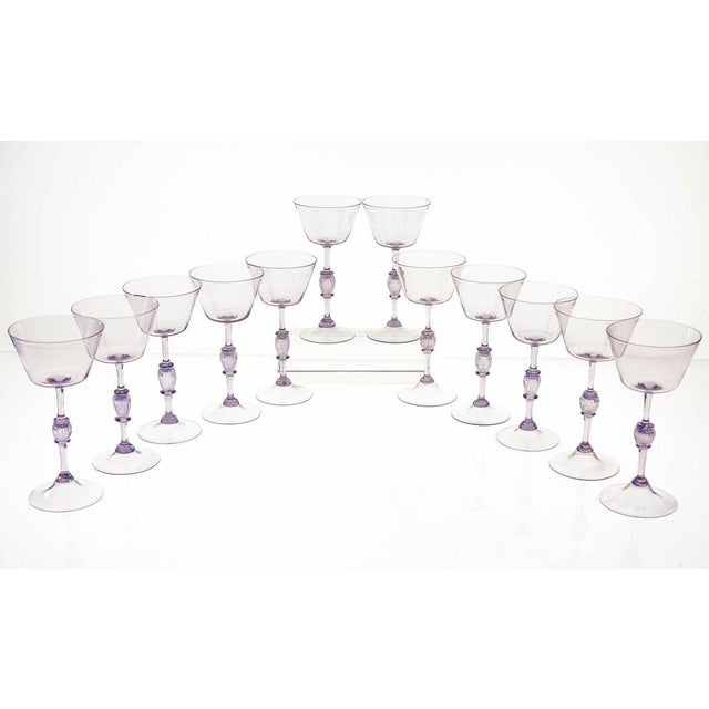 Cyclamen Murano Wine Glass from Cenedese, 1950s, Set of 12 For Sale - Image 4 of 18