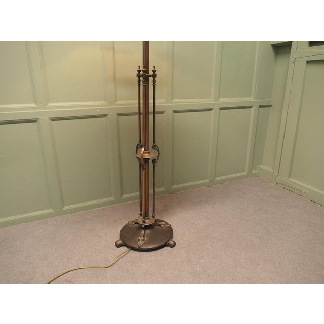 Arts and Crafts Iron and Brass Telescopic Floor Lamp, 1880s For Sale - Image 4 of 8