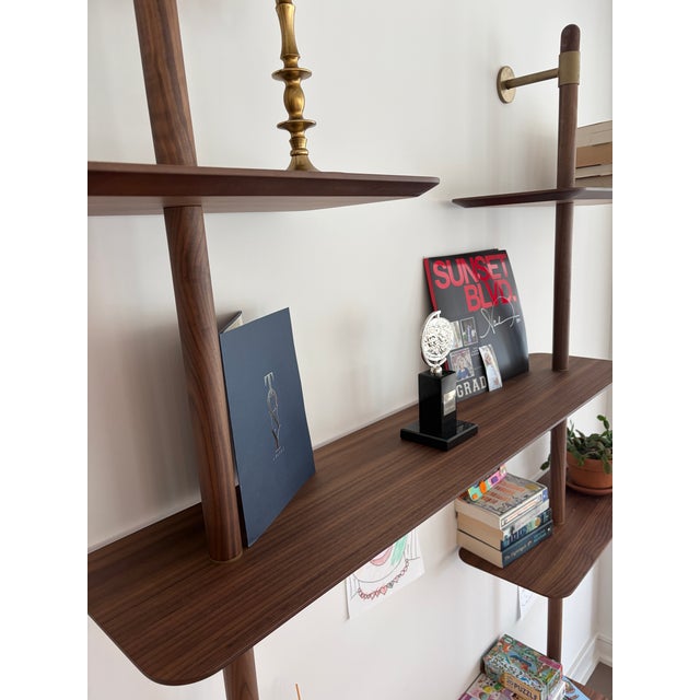 Ketch Bookcase-Wood/Brass Lacquered Steel For Sale In New York - Image 6 of 7