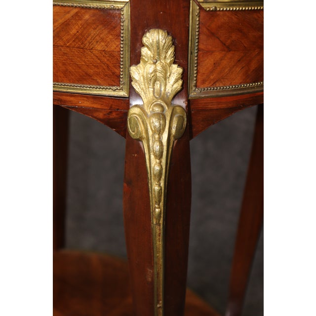Breche D' Alep Marble French Louis XV Style Bronze Mounted 2 Tier End Table For Sale - Image 13 of 14