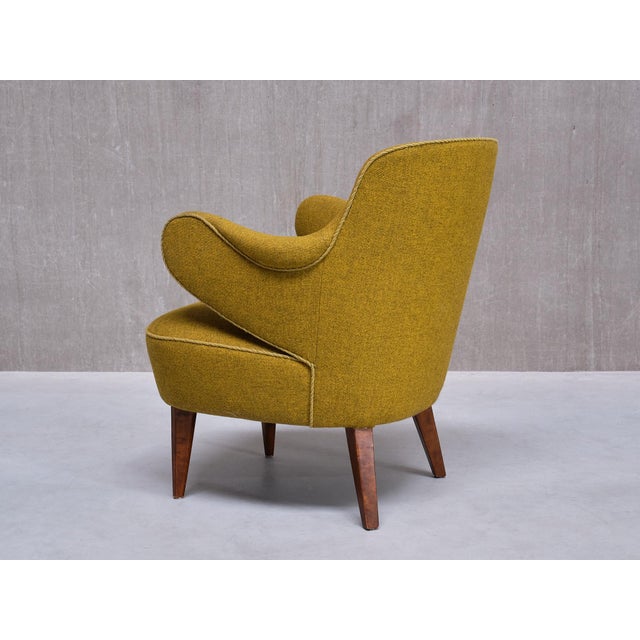 Armchairs in Birch and Chartreuse Wool, 1940s, Set of 3 For Sale - Image 9 of 17