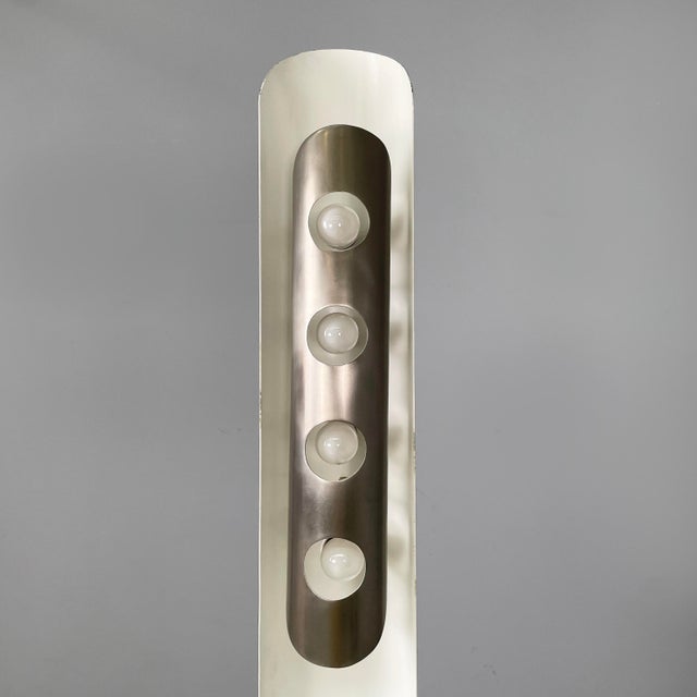 Metal Italian Space Age Round Floor Lamp in Metal with White Interior, 1970s For Sale - Image 7 of 18