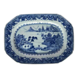 18th Century Chinese Export Blue & White Landscape Platter