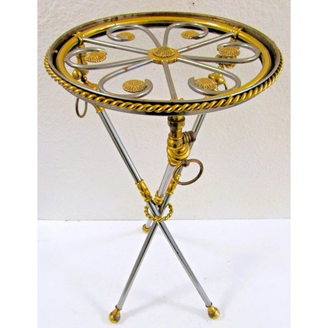 Italian Neoclassical Tripod Drinks Table Nickel and Brass 20th Century For Sale - Image 9 of 18