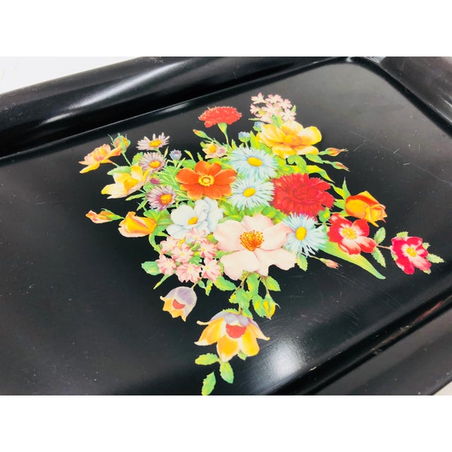 Vintage Floral Tray For Sale In Raleigh - Image 6 of 9