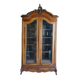 Antique French Rococo Glass Front Armoire