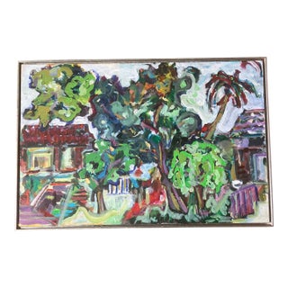 1980’s Original Miami Artist Peggy Selig Gordon “My Studio” Abstract Expressionist Painting For Sale