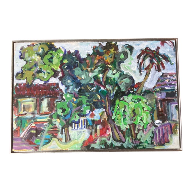 1980’s Original Miami Artist Peggy Selig Gordon “My Studio” Abstract Expressionist Painting For Sale