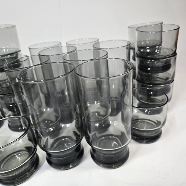 Smoked Glass Stacking Barware- Set of Twenty-Four For Sale - Image 11 of 12