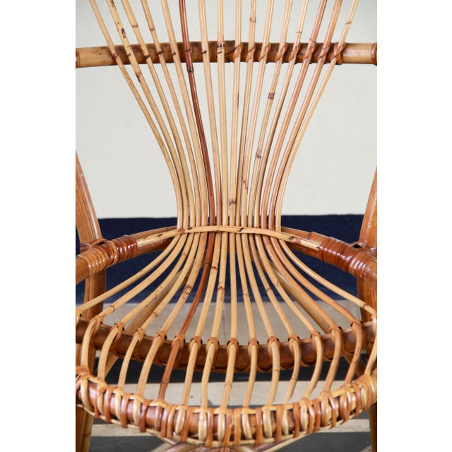 Mid-Century Modern Vintage Wicker and Bamboo Armchair, Italy, 1970s For Sale - Image 3 of 16