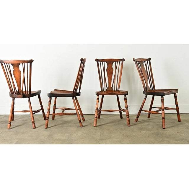 Wood English 19th Century Oak Windsor Chairs - Set of Four For Sale - Image 7 of 12