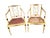 These Antique Neoclassical armchair chairs feature a cream painted wood finish with floral hand-painting and removable...