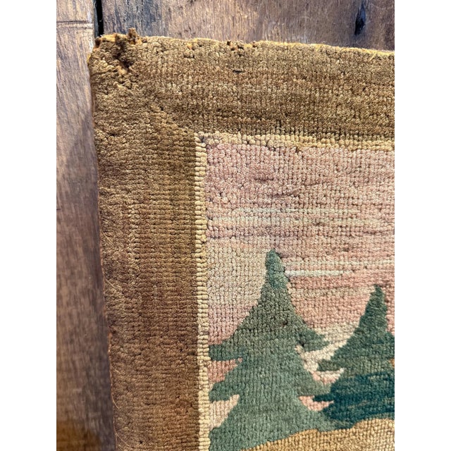 1930s Vintage Grenfell Hooked Rug Sled Dogs Scene Mounted Mat c.1930s Folk Art Textile For Sale - Image 5 of 10