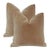 Plush 24" Tan Camel Down Filled Mohair Pillows - A Pair For Sale