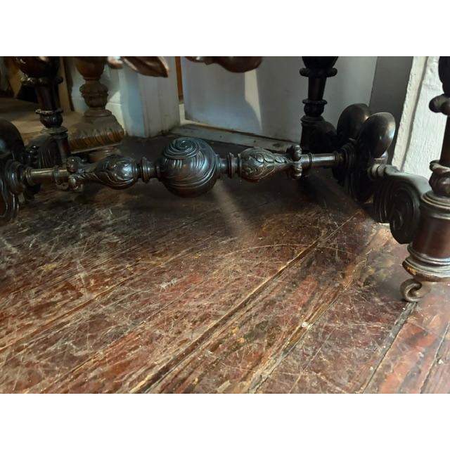 Pair Antique Baroque Walnut Italian Armchairs Carved Andrea Brustolon Style For Sale - Image 9 of 10