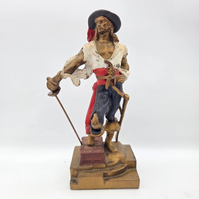 Art Deco Art Deco Nautical Armor Bronze Swashbuckler/Pirate Bookend Pair For Sale - Image 3 of 10