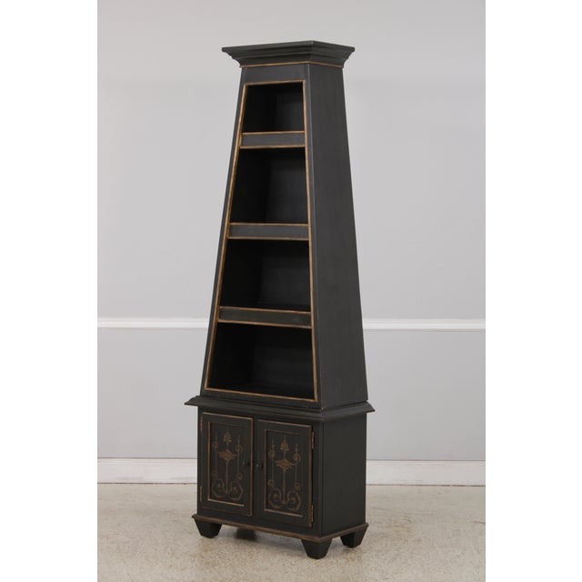 Traditional Regency Style Paint Decorated Open Bookshelf Unit For Sale - Image 3 of 16