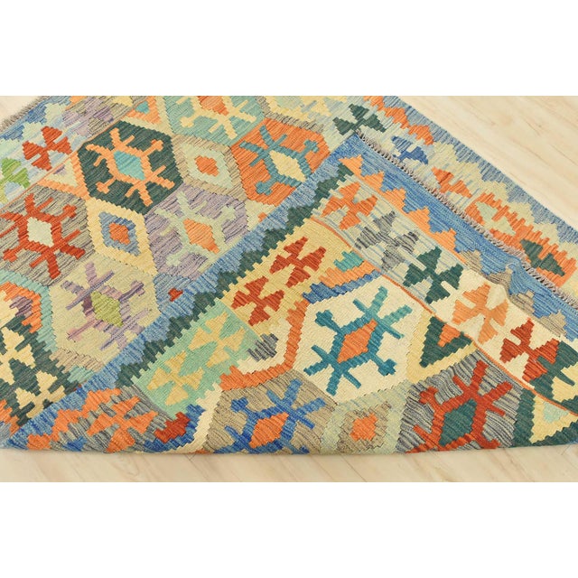Kilim Rug 4’2” X 5’10” Multicolor Wool Tribal Handwoven Oriental Carpet For Sale - Image 11 of 12