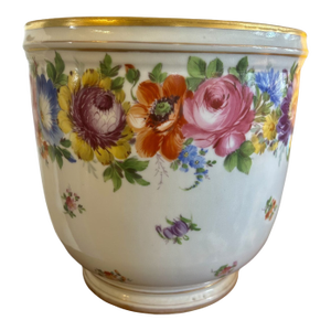 Large 19th Century Porcelain Dresden Cache Pot