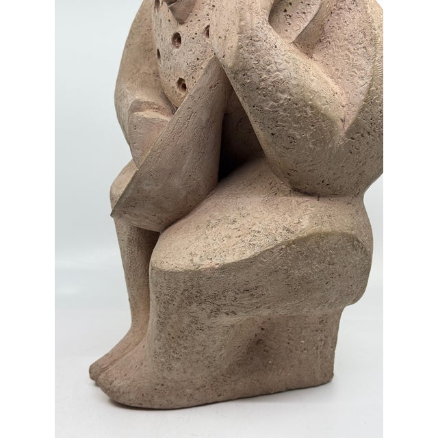 Art Deco Early 20th Century Hand built Cubist Terracotta Musician Sculpture Monogrammed C For Sale - Image 3 of 14