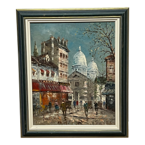 Vintage Original Oil Painting of Paris Signed