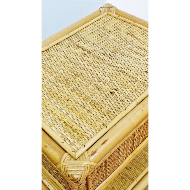 Mid-Century Modern Bamboo and Wicker Bedside Tables, Italy, 1970s, Set of 2 For Sale - Image 17 of 18