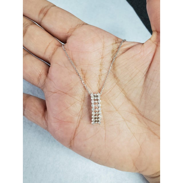 Contemporary Diamond Cluster Necklace .56cttw 18k White Gold 16" For Sale - Image 3 of 4