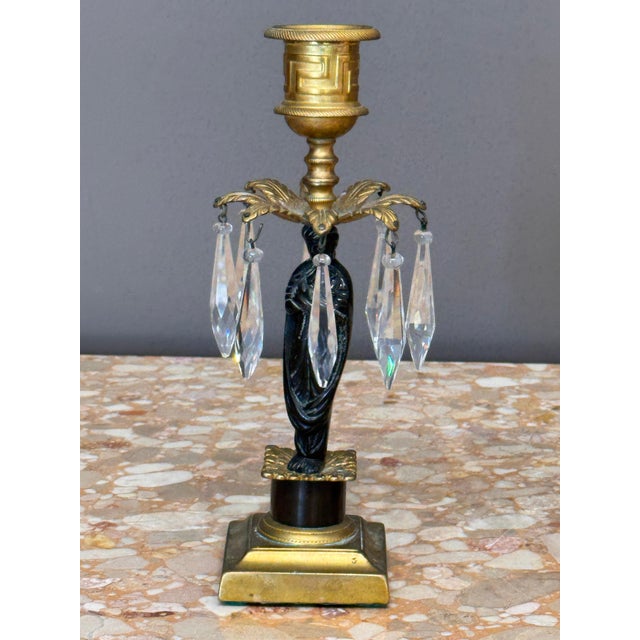 Metal Pair of Figural Ormolu and Patinated Bronze Girandoles For Sale - Image 7 of 12