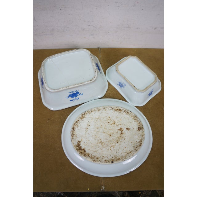 Antique Chinese Export Canton Blue White Serving Platter & Vegetable Tureens - Set of 3 For Sale - Image 18 of 18